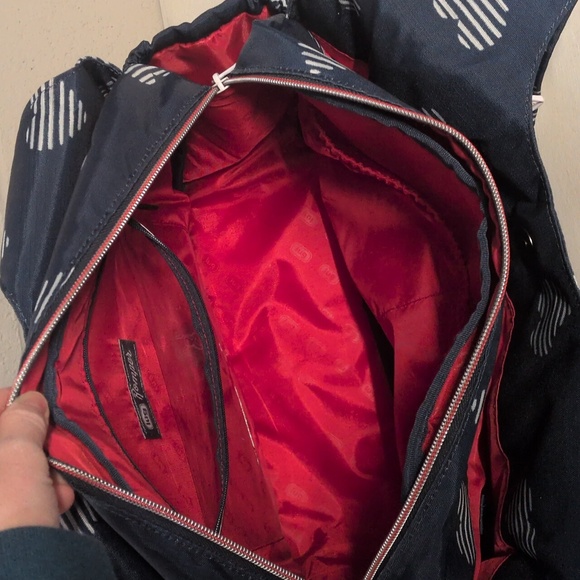 Lug Women's Romper Carry All Shoulder Bag, Brushed Navy Hearts, like new - Picture 10 of 15